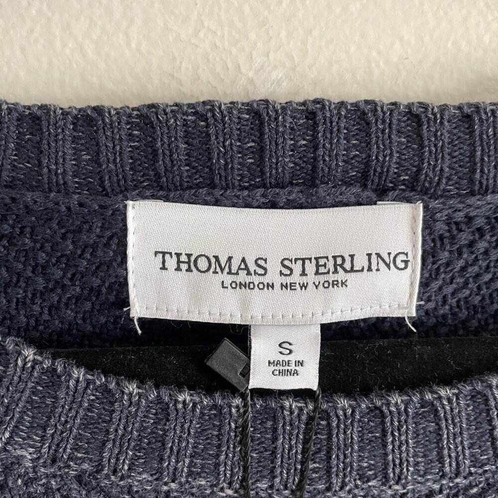 Thomas Sterling Men Sz S Navy Crewneck Long Sleeve Pullover Cotton Sweater NWT - Picture 6 of 11